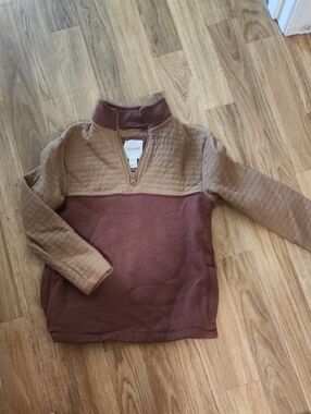 Cat & Jack Two-Tone Quilted Pullover - Brown & Tan